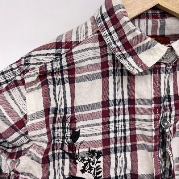 5/$25 7 for all mankind girls large red black long sleeve collared shirt - Picture 5 of 6